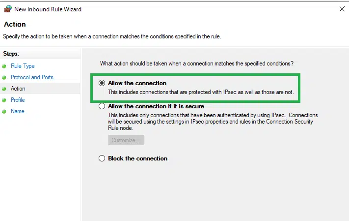 Allow the connection - Screenshot Image