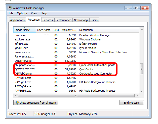End QBConnector.exe process - Screenshot Image