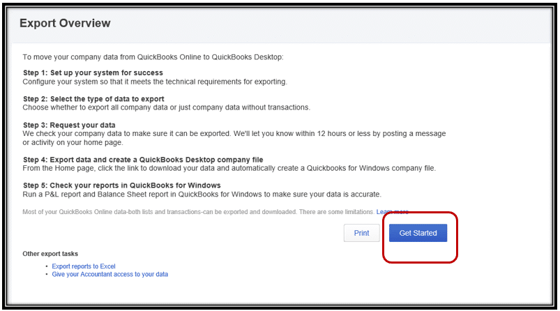 Get Started Option - Image