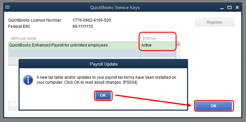 QuickBooks Payroll Error Code PS034 - Screenshot Image