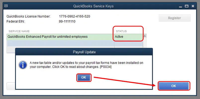 QuickBooks Payroll Error Code PS034 - Screenshot Image