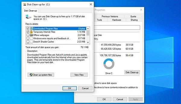 Clean the system junk files - Screenshot