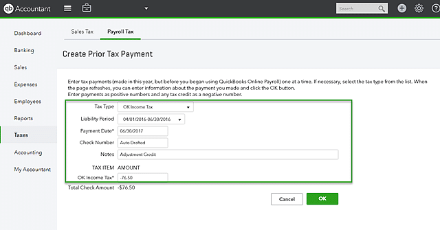 Current year and liability period option - Image