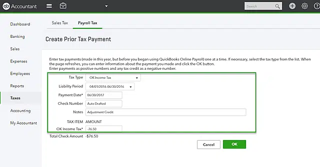 Current year and liability period option - Image