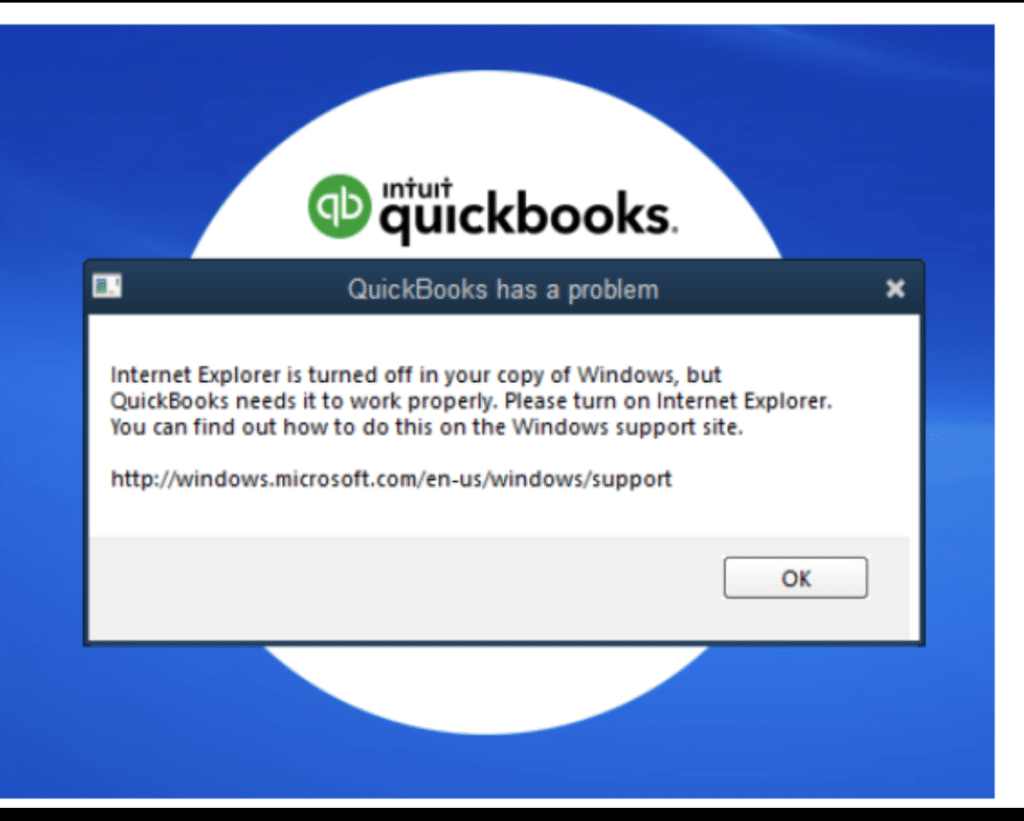 QuickBooks Internet Explorer is Turned Off - Image
