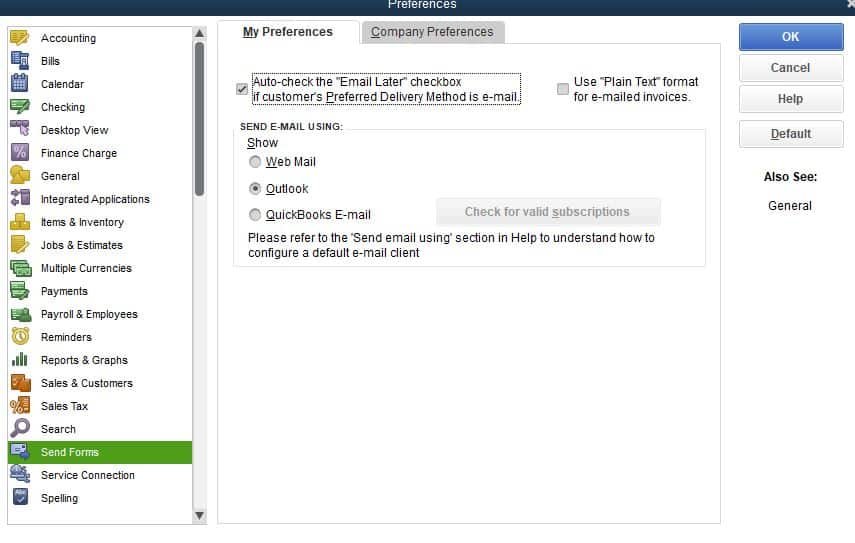 Resetting the email later settings - Screenshot Image