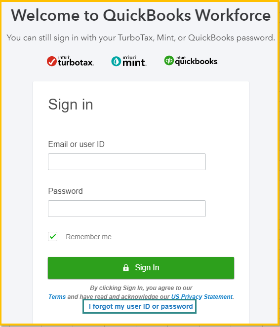 I forgot my user ID or password - Image