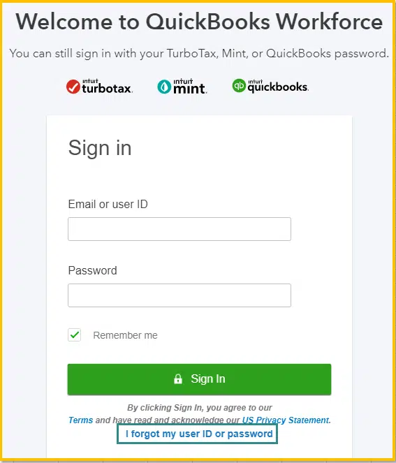 I forgot my user ID or password - Image