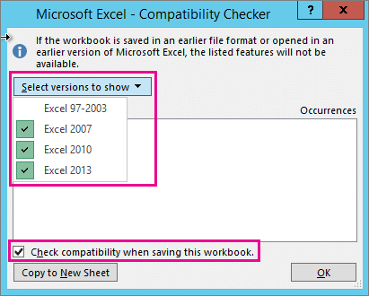 Ensure that excel is compatible - Image