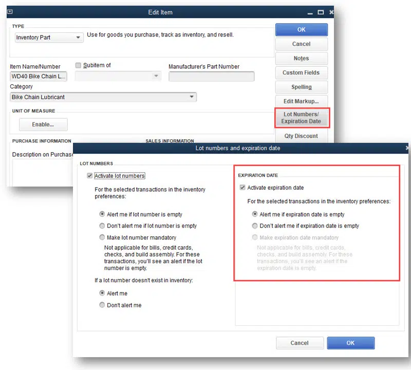 Inventory Expiration Dates on Lot Numbers – QuickBooks Desktop 2023 Inventory expiration dates on lot numbers - Image