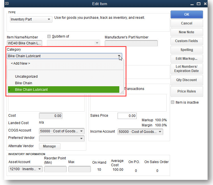Inventory item categorization - Image