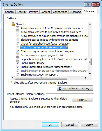 Check for server certificate revocation - Image
