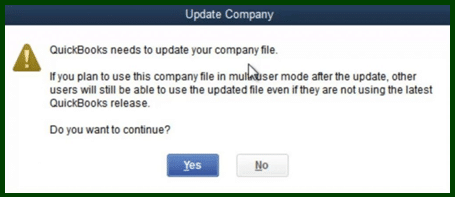 QuickBooks needs to update company file - Image