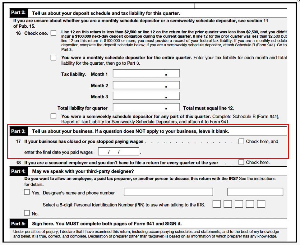 Form 941-X Parts (1 to 5) - Image