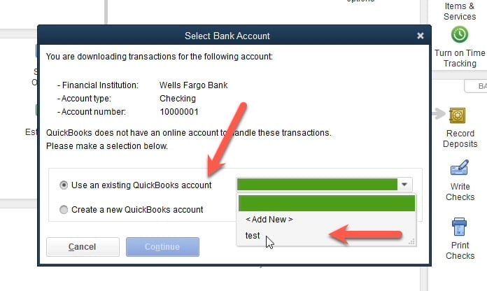 Use an existing QuickBooks account - Image