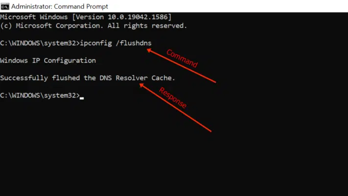 ipconfig - flushdns command - Image