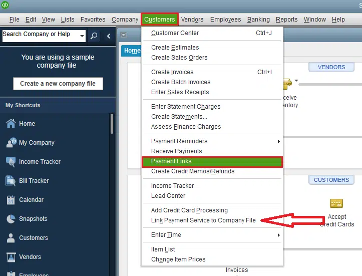 Link payment service to company file - Image